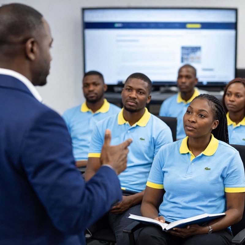 Jeunes entrepreneurs en polo TIENS pendant un atelier de formation